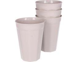 Plasticforte Verjaardag/kinderen/camping drink bekers - 4x stuks - 300 ML - beige - kunststof - onbreekbaar