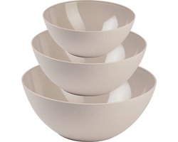 Plasticforte voedsel serveer schalen set - 3x stuks - taupe - kunststof - Dia 20/23/26 cm
