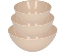 Plasticforte voedsel serveer schalen set - 3x stuks - taupe - kunststof - Dia 20/25/28 cm