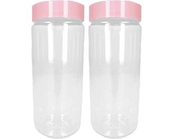 PlasticForte Voorraadpot/bewaarpot - 2x - 650 ml - kunststof - oud roze - B7 x H18 cm