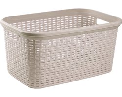 Plasticforte Wasmand - 35 liter - rotan - taupe - kunststof - 53 x 36 x 26 cm