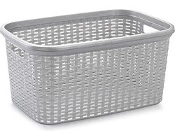 Plasticforte Wasmand - 35 liter - rotan - zilvergrijs - kunststof - 53 x 36 x 26 cm