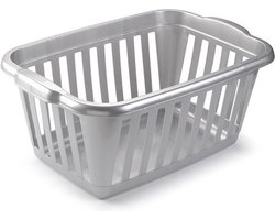 Plasticforte Wasmand - grijs - kunststof - 40 liter - 60 x 40 x 26 cm - manden voor wasgoed - huishouden - opbergmand