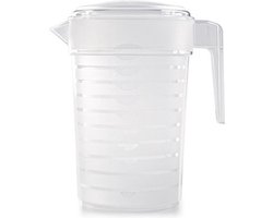 PlasticForte Waterkan met deksel - 1 liter - transparant - kunststof - schenkkan karaf