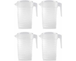 PlasticForte Waterkan met deksel - Pakket van 4x stuks - 2 liter - transparant - kunststof - schenkkan karaf
