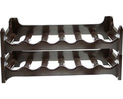 PlasticForte Wijnrek - 2x - stapelbaar - voor 12 flessen - kunststof - bruin - 60,5 cm - wijnflessen rek