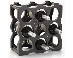 PlasticForte Wijnrek - stapelbaar - voor 9x flessen - 36 x 12,5 x 36 cm - kunststof