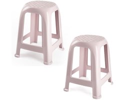 Plasticforte Zit krukjes - 2x - roze - kunststof - 37 x 37 x 46 cm - extra zitplaatsen