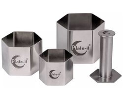 Plate-it Garneerringen Hexagon 4-delige set - met pusher