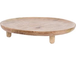 Plateau decoratie- rond hout - decoratie schaal - schalen - kaarsonderzetter - houten plateau