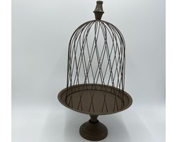 Plateau met gaasstolp vintage roestachtig bruin ijzer maat L 57 x 28,5 cm | 121601 | Home Sweet Home | Stoer & Sober Woonstijl