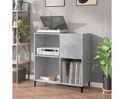 Platenkast - Opberger Vinyl - Muziek Collectie - Stevige Bovenkant - 845x38x89 cm - Beton Grijs