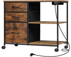 Platenspeler Meubel – Ip Kast – Platenkast - vinyl - Platen - Printtafel - Met Stekker & Stopcontact - Opbergsysteem - 80x66x40 Cm - Hout/Stof