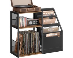 Platenspeler Meubel - LP Kast - Platenspeler Kast - Vinyl Kast - LP Opbergsysteem - Bruin/Zwart