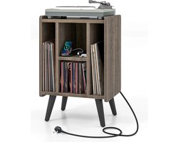 Platenspeler Meubel - LP-kast - Platenspelerkast - Draaitafelstandaard - Platenspelerstandaard - Vintage Displayplank - Bruin
