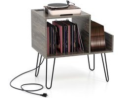 Platenspeler Meubel - LP-kast - Platenspelerkast - Draaitafelstandaard - Platenspelerstandaard - Vintage Displayplank - Grijs