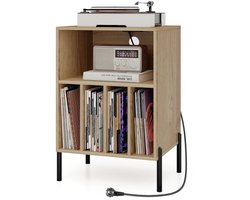 Platenspeler Meubel - LP-kast - Platenspelerkast - Draaitafelstandaard - Platenspelerstandaard - Vintage Displayplank - Natuurlijk