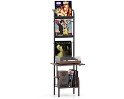 Platenspeler Meubel - LP-kast - Platenspelerkast - Draaitafelstandaard - Platenspelerstandaard - Vintage Displayplank - Rustiek Bruin