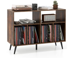 Platenspeler Meubel - LP-kast - Platenspelerkast - Draaitafelstandaard - Platenspelerstandaard - Vintage Displayplank - Rustiek Bruin