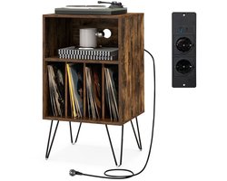 Platenspeler Meubel - LP-kast - Platenspelerkast - Draaitafelstandaard - Platenspelerstandaard - Vintage Displayplank - Rustiek Bruin
