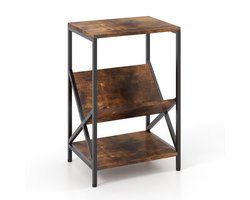 Platenspeler Meubel - LP-kast - Platenspelerkast - Draaitafelstandaard - Platenspelerstandaard - Vintage Displayplank - Rustiek Bruin