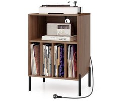 Platenspeler Meubel - LP-kast - Platenspelerkast - Draaitafelstandaard - Platenspelerstandaard - Vintage Displayplank - Walnoot