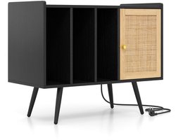 Platenspeler Meubel - LP-kast - Platenspelerkast - Draaitafelstandaard - Platenspelerstandaard - Vintage Displayplank - Zwart