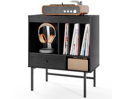 Platenspeler Meubel - LP-kast - Platenspelerkast - Draaitafelstandaard - Platenspelerstandaard - Vintage Displayplank - Zwart