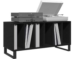 Platenspeler Meubel - LP-kast - Platenspelerkast - Draaitafelstandaard - Platenspelerstandaard - Vintage Displayplank - Zwart eiken