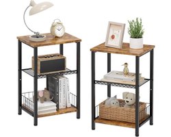 Platenspeler Meubel - Platenspeler Kast - Platenspeler Tafel - Platenkast Met Opslag - Vinyl Kast - Vinyl Meubel - Ip Kast - Ip Meubel - Ip Opbergsysteem - Decoratieve Bijzettafel - Vintage - Vintage Dressoir - Vintage Kast - Nachtkastje - 2x