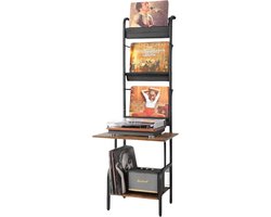 Platenspeler Meubel - Platenspeler Stand Vinyl Plaat voor Opslag van Vinyl Holder met Vinyl Opslag Platenspeler Kabinet - Tot 200 Albums met Platenhouder Vinyl Display Plank - Platenspeler Tafel Vinyl Muurbevestiging - Zwart en Bruin