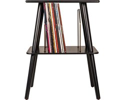 Platenspeler Meubel - ST66-BK Manchester Draaitafel Stand met Wire Record Storage Zwart + Gratis Verzending
