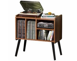 Platenspeler Meubel – Stand Platenspelerstandaard Met Vinyl Opbergsysteem - Bruin