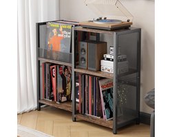 Platenspeler Meubel – Stand Platenspelerstandaard Met Vinyl Opbergsysteem - Zwart