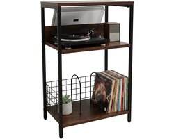 Platenspeler tafel - 40x65x30 cm - bruin en zwart