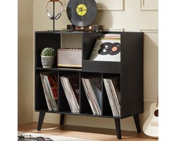 Platenstandaard - Platenspeler Meubel - Vinyl Platenrek voor 300 LP's - Vinyl Opslag met Presentatievlak - LP Houder - Albumhouder - Industrieel Design - Muziekkamer & Woonkamer - Grote Capaciteit - Vinyl Rek - Vintage Bruin & Zwart