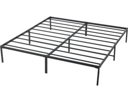 Platformbed stalen lattenbodem - 680 kg draagvermogen - opbergruimte - zwart