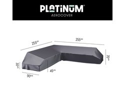 Platinum AeroCover - Loungebankhoes L-vorm - 255x255x90xH30/45/70cm - Ademend - Waterproof - Hoge kleurechtheid