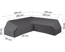 Platinum AeroCover - Loungebankhoes L-vorm - 275x275x90xH30/45/70cm - Ademend - Waterproof - Hoge kleurechtheid