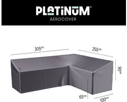 Platinum AeroCover - Loungebankhoes L-vorm - 305x255x100xH65/90 Rechts - Ademend - Waterproof - Hoge kleurechtheid