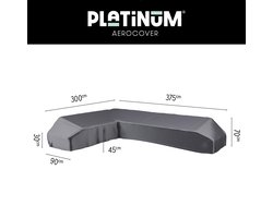Platinum AeroCover - Loungebankhoes L-vorm - 375x300x90xH30/45/70cm Links - Ademend - Waterproof - Hoge kleurechtheid
