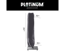 Platinum AeroCover - Zweefparasolhoes - H292x60/65cm - tot Ø 4m, 3,5x3,5m en 4x3m - Met rits en stok - Ademend - Waterproof - Hoge kleurechtheid
