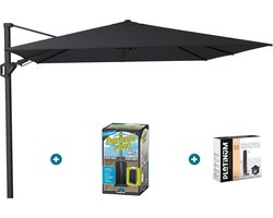 Platinum Challenger zweefparasol T2 - 3x3 m. - Jet Black - met ingraafvoet en hoes