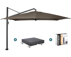 Platinum Icon T1 Zweefparasol - 4x3m. - Havanna taupe met voet en hoes