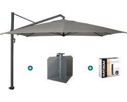 Platinum Icon T1 Zweefparasol - 4x3m. - Manhattan Grey met ingraafvoet en hoes