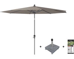 Platinum Riva stokparasol 3 m. rond - Premium - Havanna Taupe met voet en hoes