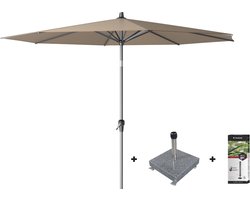 Platinum Riva stokparasol 3 m. rond - Taupe met voet en hoes
