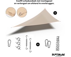 Platinum Sun & Shade - Coolfit - Schaduwdoek – Driehoek - 90° 570x400x400cm – Gebroken Wit – Inclusief bevestigingsmateriaal - 5 jaar garantie op het doek - 95% UV protectie – Hoogwaardig Sterk geweven 285 g/m² - Hoge kleurechtheid