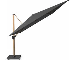 Platinum Sun & Shade – Zweefparasol – Challenger T¹ Premium - 400x300cm – Teak look - Faded Black – Dubbel Kantelbaar – 360° Draaibaar – 98% UV protectie