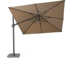 Platinum Sun & Shade – Zweefparasol - Challenger T² - 300x300 cm - Taupe - Dubbel Kantelbaar - 360° Draaibaar – 96% UV protectie